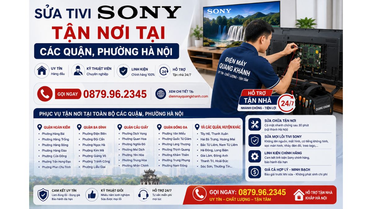 Sửa Tivi Sony Tận Nơi Tại Các Quận, Phường Hà Nội https://dienmayquangkhanh.com 0879.96.2345 Uy Tín – Hỗ Trợ Tận Nhà 24/7