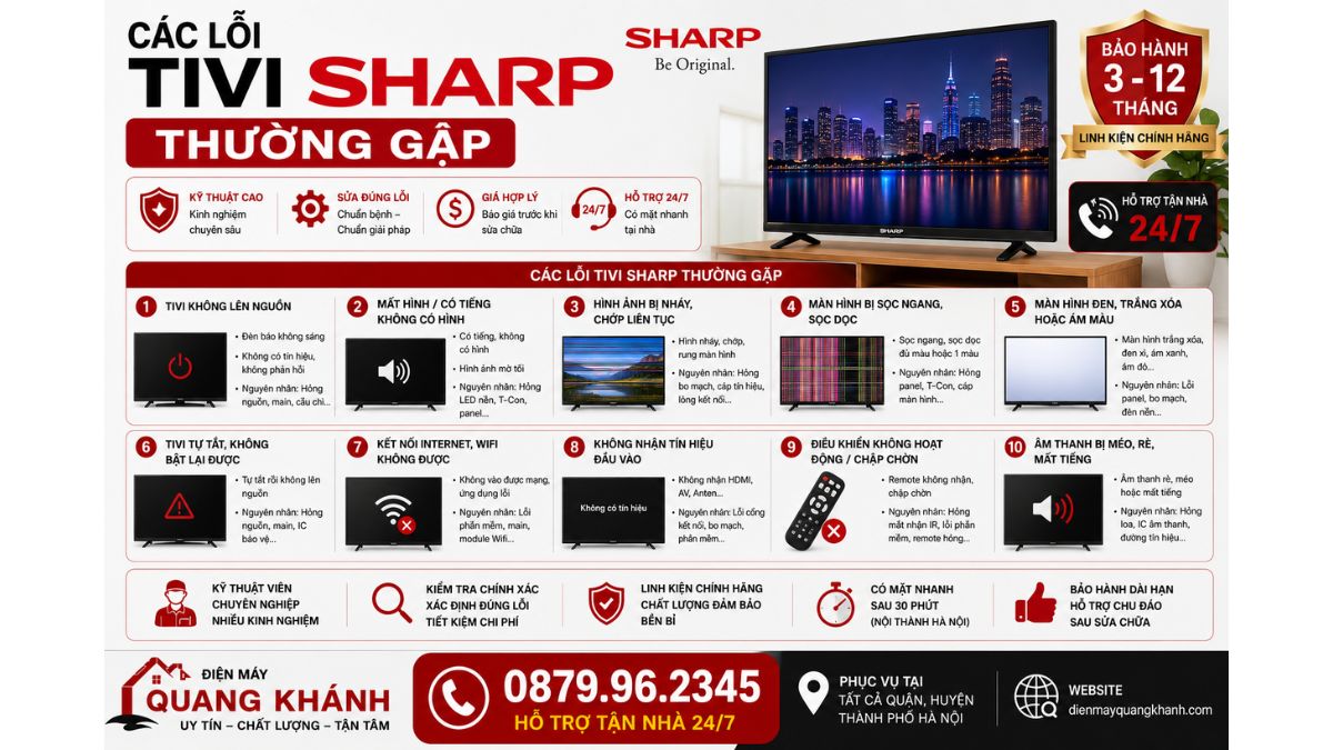 Các Lỗi Tivi Sharp Thường Gặp https://dienmayquangkhanh.com 0879.96.2345 Uy Tín – Hỗ Trợ Tận Nhà 24/7