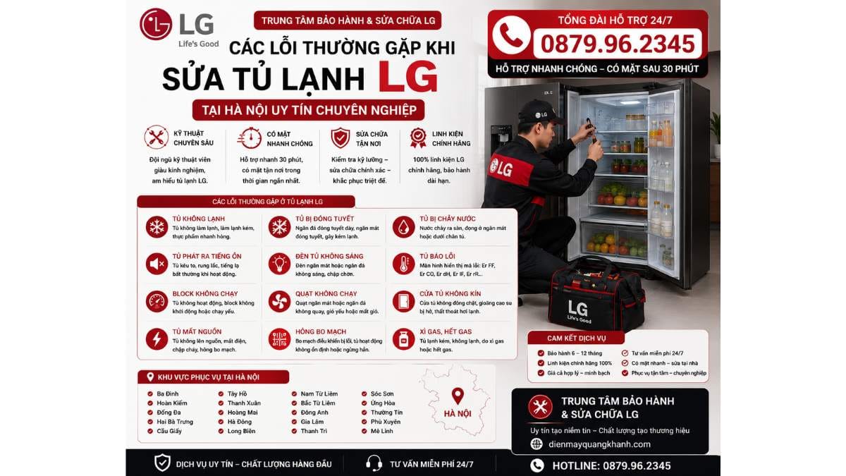 Các lỗi thường gặp khi sửa tủ lạnh lg tại hà nội Uy Tín Chuyên Lh 0879.96.2345 https://dienmayquangkhanh.com