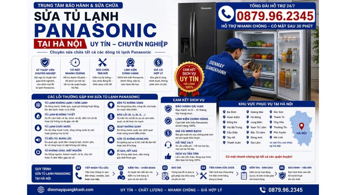Các lỗi thường gặp khi sửa tủ lạnh panasonic tại hà nội Uy Tín Chuyên Lh 0879.96.2345 https://dienmayquangkhanh.com