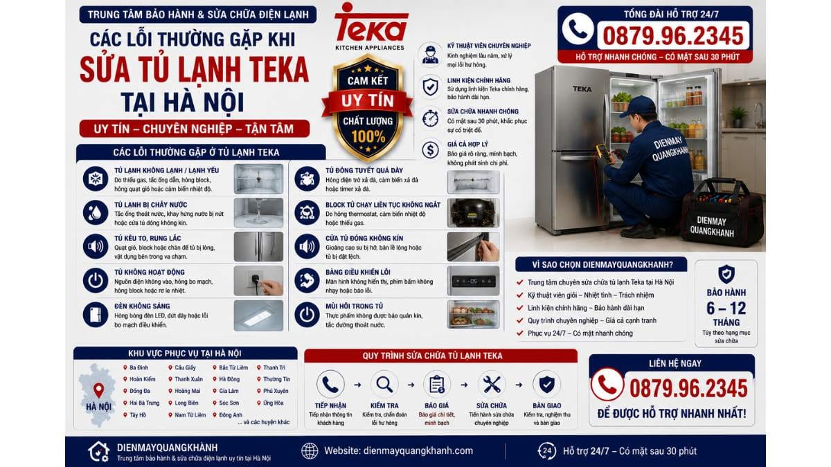 Các lỗi thường gặp khi sửa tủ lạnh teka tại hà nội Uy Tín Chuyên Lh 0879.96.2345 https://dienmayquangkhanh.com