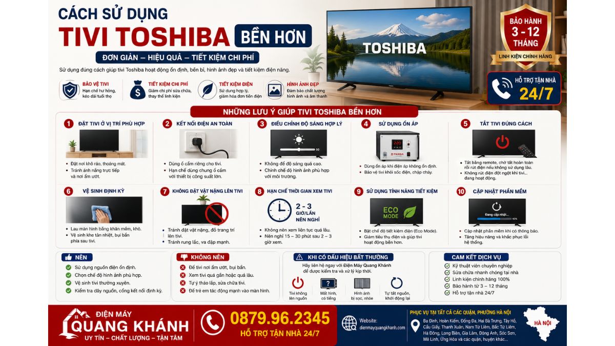 Cách Sử Dụng Tivi Toshiba Bền Hơn https://dienmayquangkhanh.com 0879.96.2345 Uy Tín – Hỗ Trợ Tận Nhà 24/7