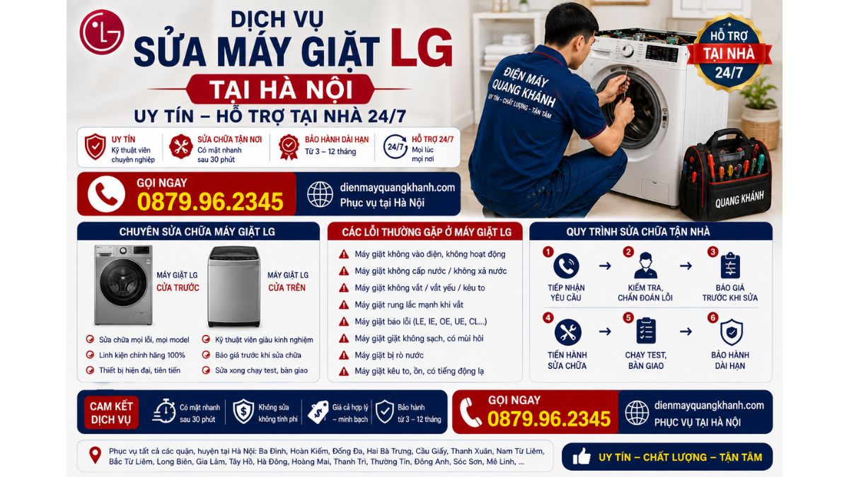 Dịch Vụ Sửa Máy Giặt LG Tại Hà Nội Uy Tín – Hỗ Trợ Tại Nhà 24/7 https://dienmayquangkhanh.com 0879.96.2345