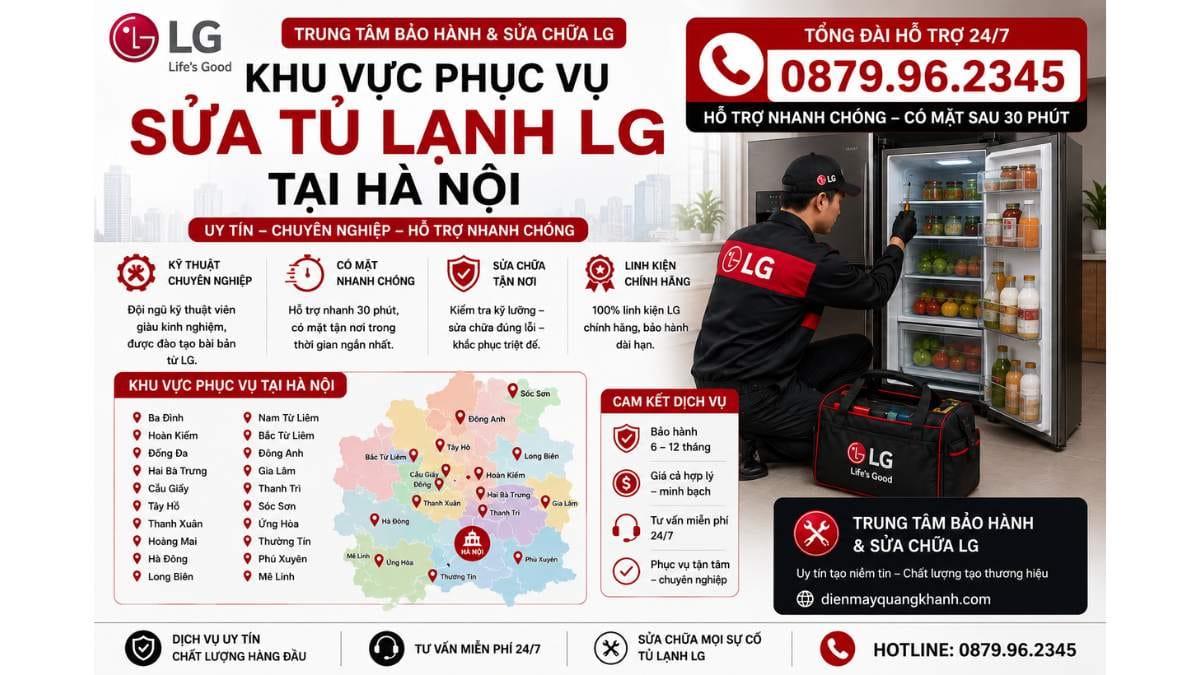 Khu vực phục vụ sửa tủ lạnh lg tại hà nội Uy Tín Chuyên Lh 0879.96.2345 https://dienmayquangkhanh.com