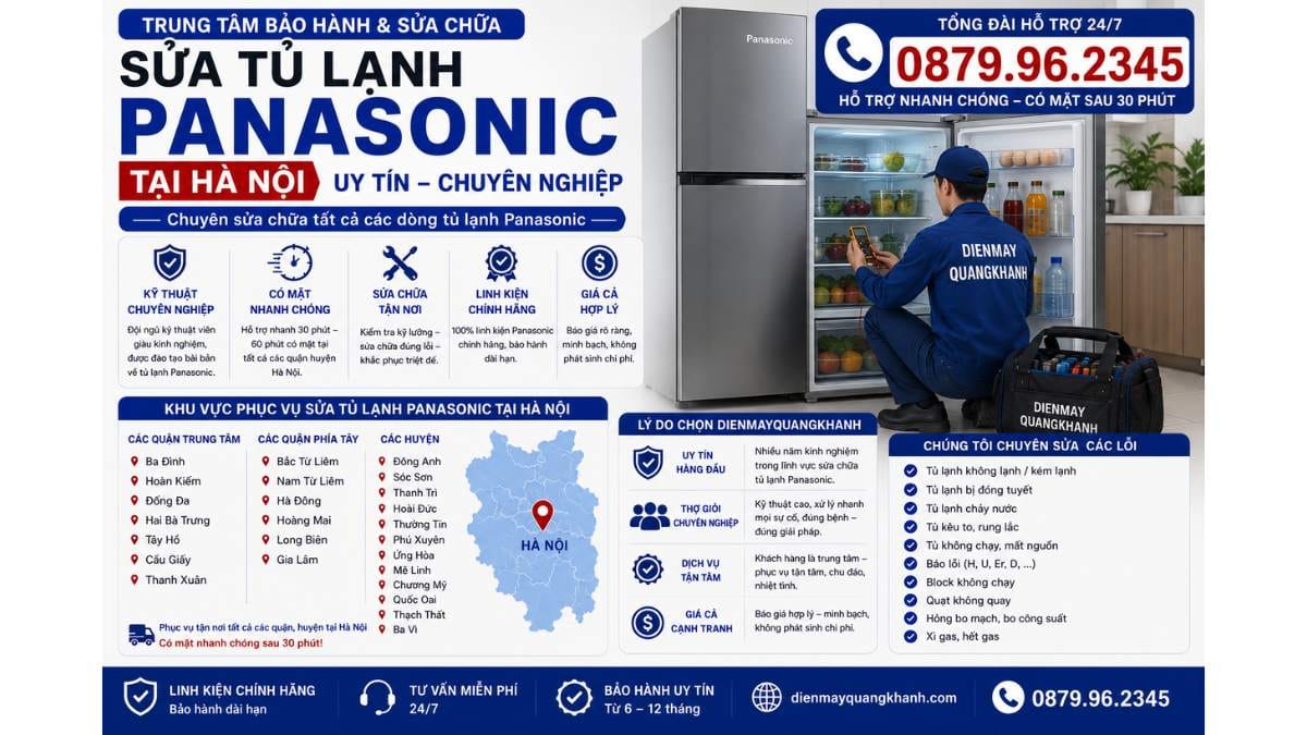 Khu vực phục vụ sửa tủ lạnh panasonic tại hà nội Uy Tín Chuyên Lh 0879.96.2345 https://dienmayquangkhanh.com