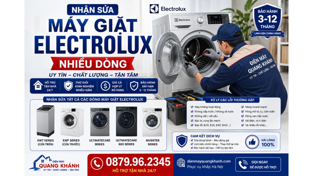 Nhận Sửa Máy Giặt Electrolux Nhiều Dòng https://dienmayquangkhanh.com 0879.96.2345 Uy Tín – Hỗ Trợ Tận Nhà 24/7