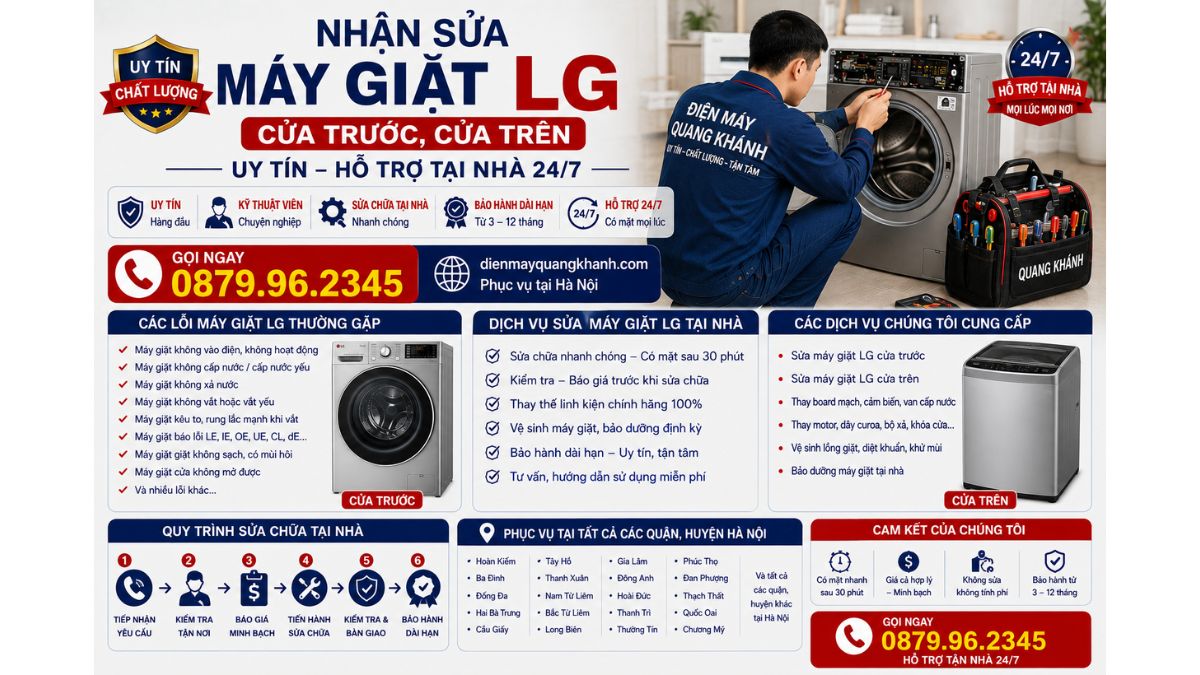 Nhận Sửa Máy Giặt LG Cửa Trước, Cửa Trên Uy Tín – Hỗ Trợ Tại Nhà 24/7 https://dienmayquangkhanh.com 0879.96.2345