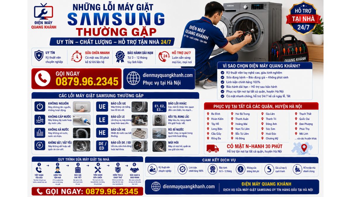 Những Lỗi Máy Giặt Samsung Thường Gặp https://dienmayquangkhanh.com 0879.96.2345 Uy Tín – Hỗ Trợ Tận Nhà 24/7