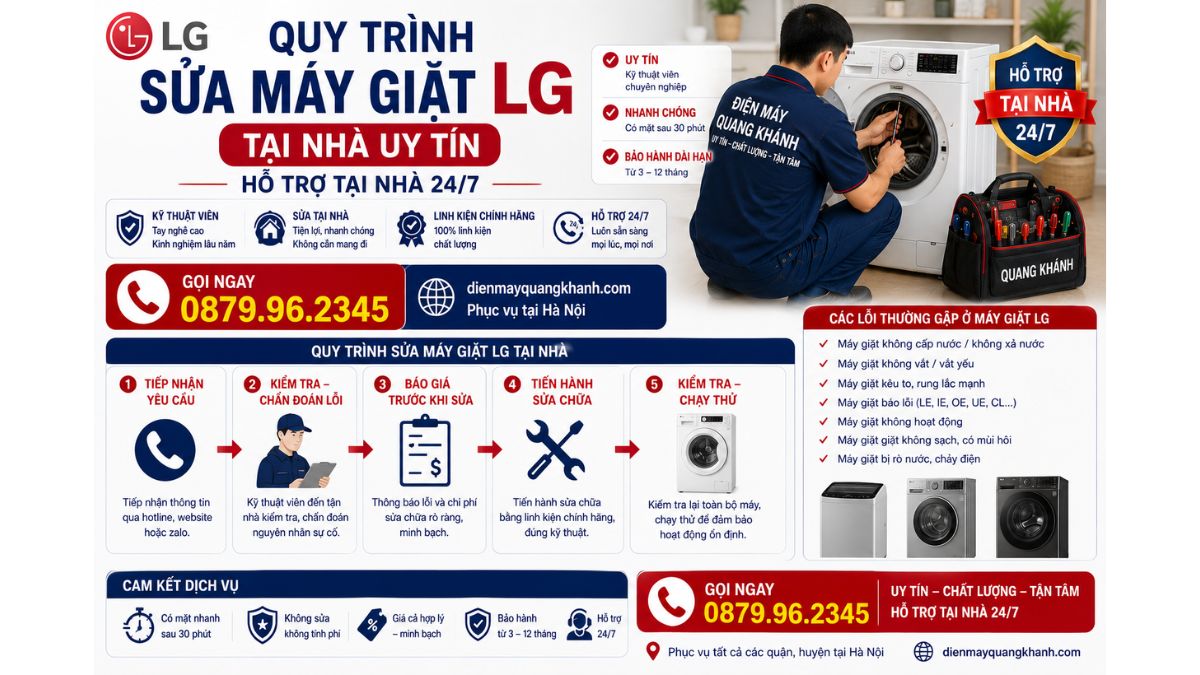 Quy Trình Sửa Máy Giặt LG Tại Nhà Uy Tín – Hỗ Trợ Tại Nhà 24/7 https://dienmayquangkhanh.com 0879.96.2345
