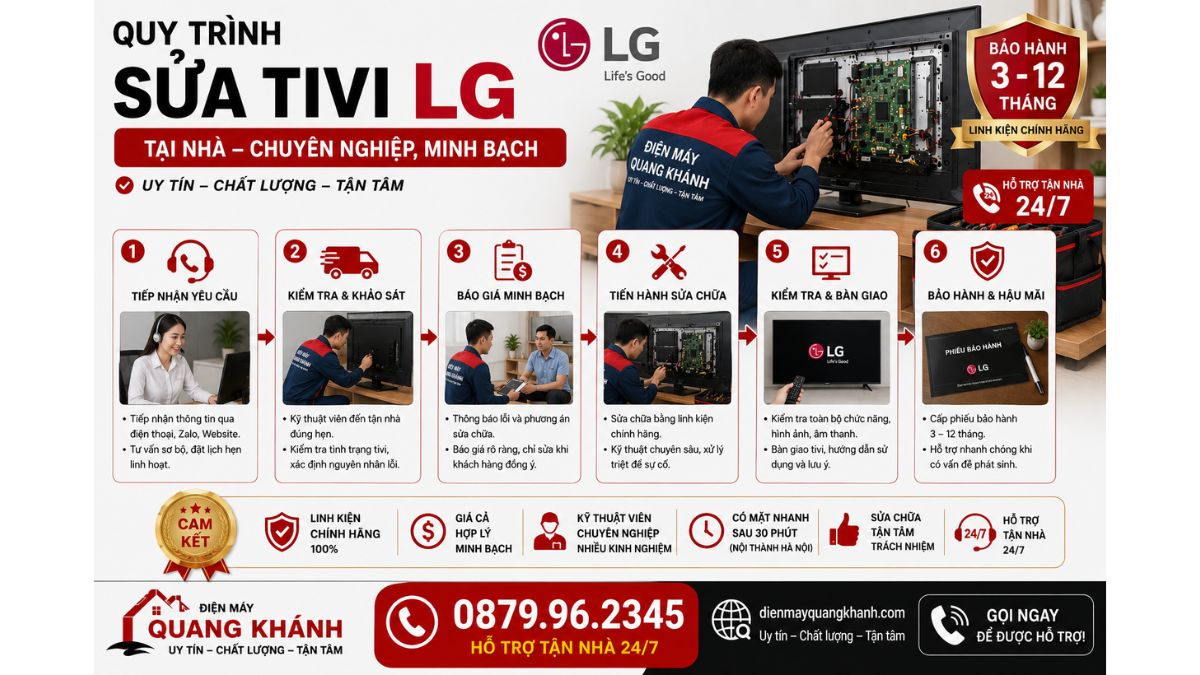 Quy Trình Sửa Tivi LG Tại Nhà https://dienmayquangkhanh.com 0879.96.2345 Uy Tín – Hỗ Trợ Tận Nhà 24/7