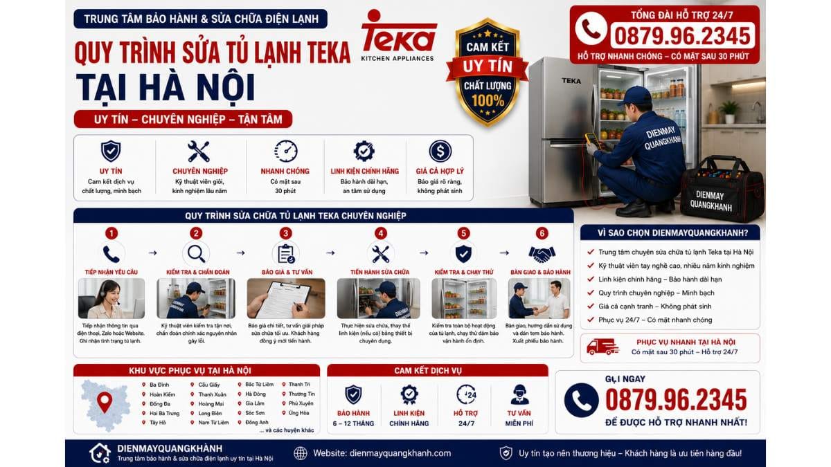 Quy trình sửa tủ lạnh teka tại hà nội Uy Tín Chuyên Lh 0879.96.2345 https://dienmayquangkhanh.com