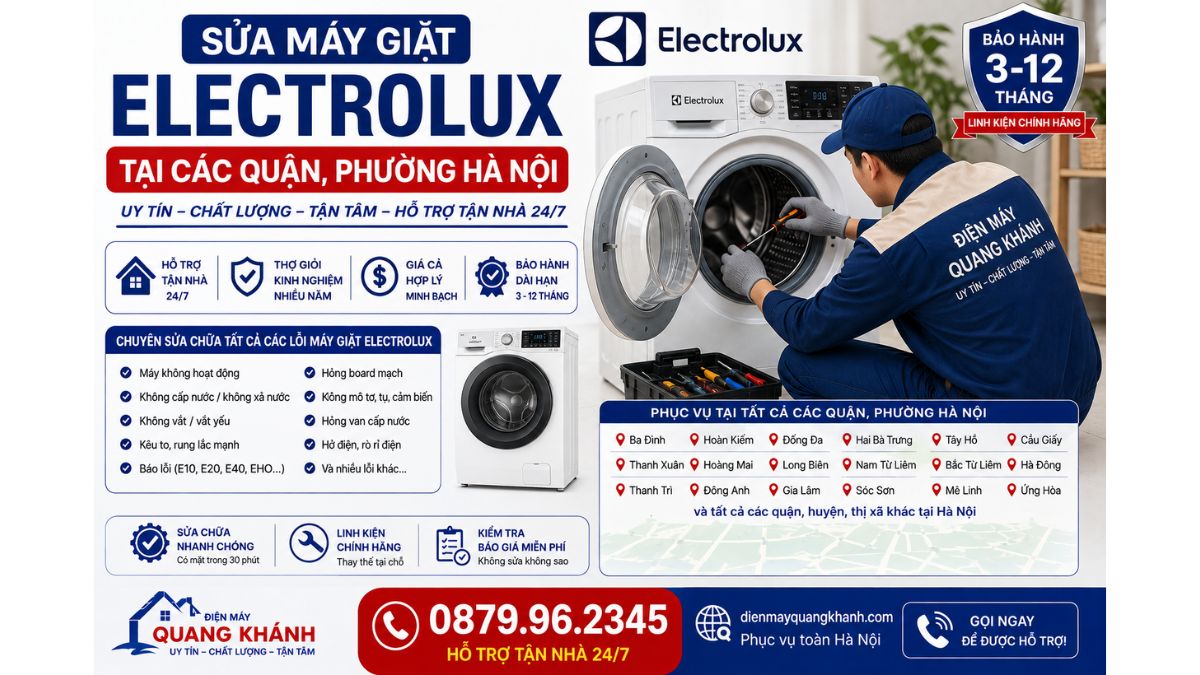 Sửa Máy Giặt Electrolux Tại Các Quận, Phường Hà Nội https://dienmayquangkhanh.com 0879.96.2345 Uy Tín – Hỗ Trợ Tận Nhà 24/7