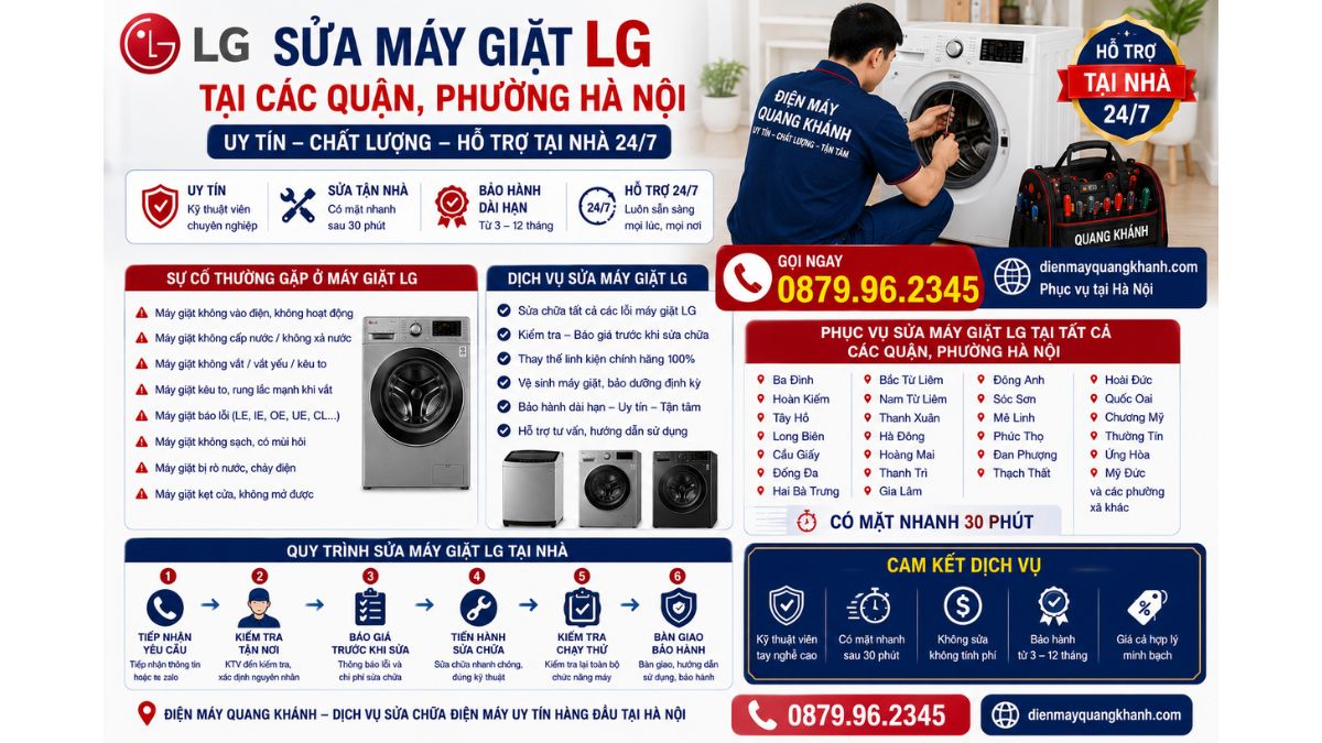 Sửa Máy Giặt LG Tại Các Quận, Phường Hà Nội Uy Tín – Hỗ Trợ Tại Nhà 24/7 https://dienmayquangkhanh.com 0879.96.2345