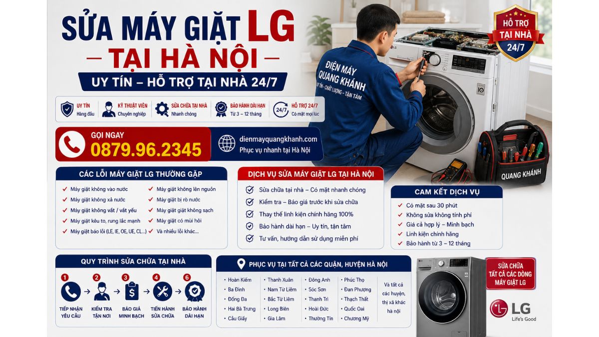 Sửa Máy Giặt LG Tại Hà Nội Uy Tín – Hỗ Trợ Tại Nhà 24/7 https://dienmayquangkhanh.com 0879.96.2345
