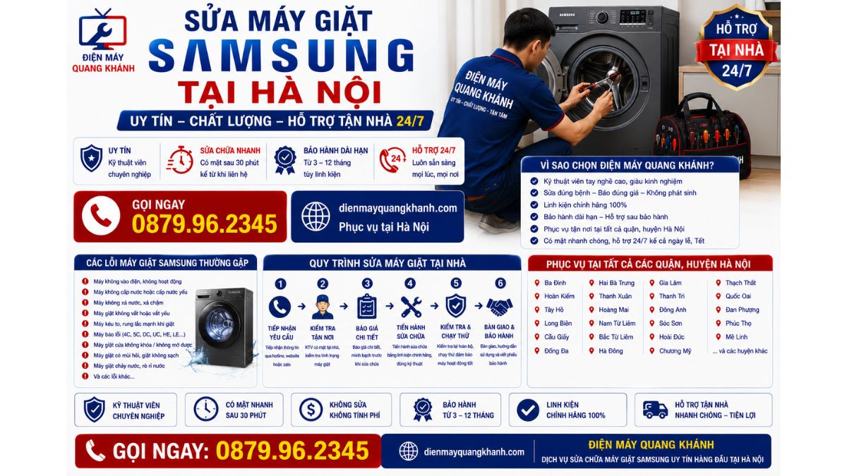 Sửa Máy Giặt Samsung Tại Hà Nội https://dienmayquangkhanh.com 0879.96.2345 Uy Tín – Hỗ Trợ Tận Nhà 24/7