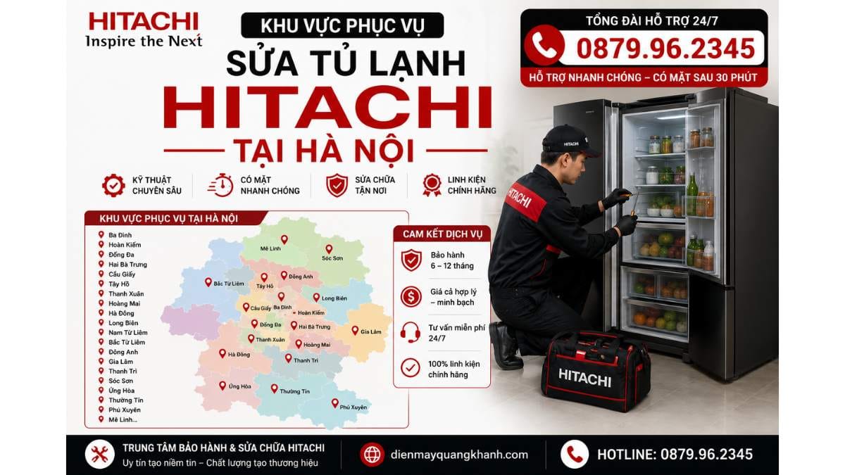 Sửa Tủ Lạnh Hitachi Tại Các Quận, Phường Hà Nội