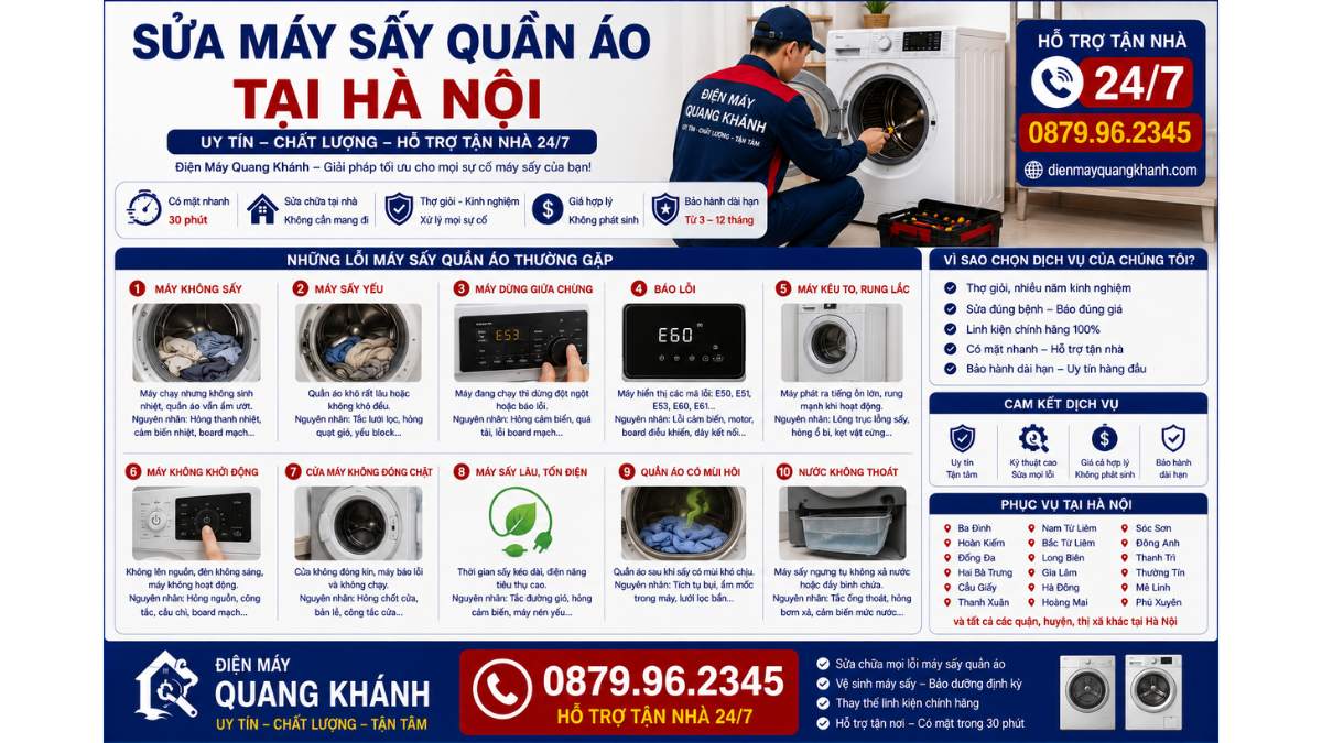 Sửa Máy Sấy Quần Aó Tại Hà Nội https://dienmayquangkhanh.com 0879.96.2345 Uy Tín – Hỗ Trợ Tận Nhà 24/7