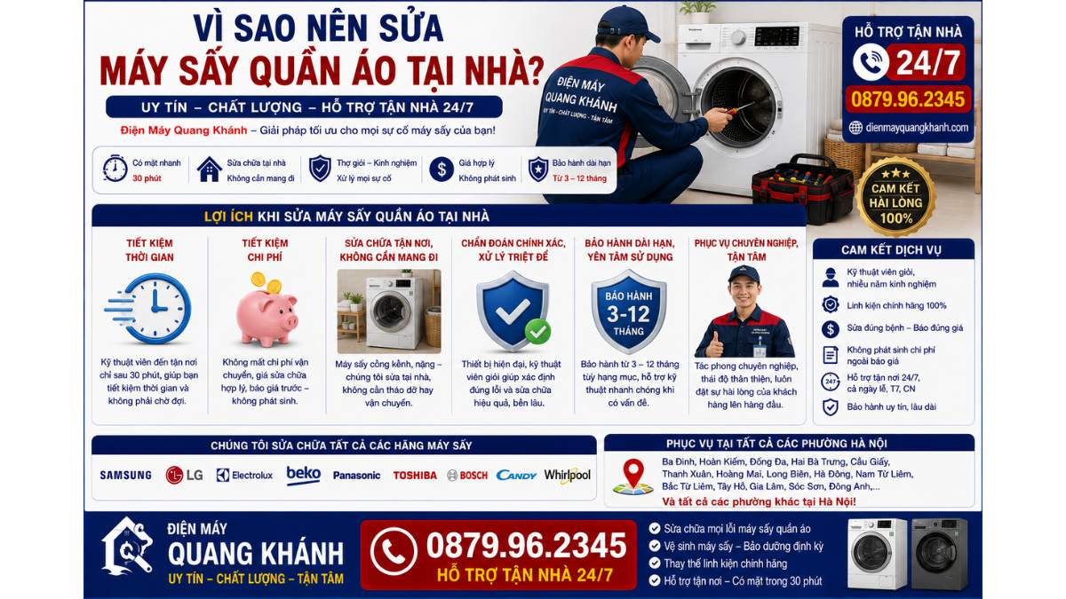 Vì Sao Nên Sửa Máy Sấy Quần Áo Tại Nhà https://dienmayquangkhanh.com 0879.96.2345 Uy Tín – Hỗ Trợ Tận Nhà 24/7
