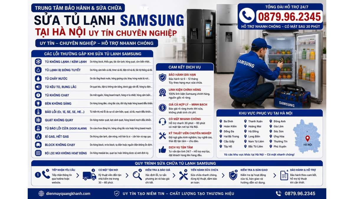 Các lỗi thường gặp khi sửa tủ lạnh samsung tại hà nội Uy Tín Chuyên Lh 0879.96.2345 https://dienmayquangkhanh.com