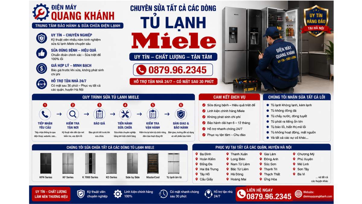 Chuyên sửa tất cả các dòng tủ lạnh Miele Uy Tín – https://dienmayquangkhanh.com 0879.96.2345 – Hỗ Trợ Tận Nhà 24/7
