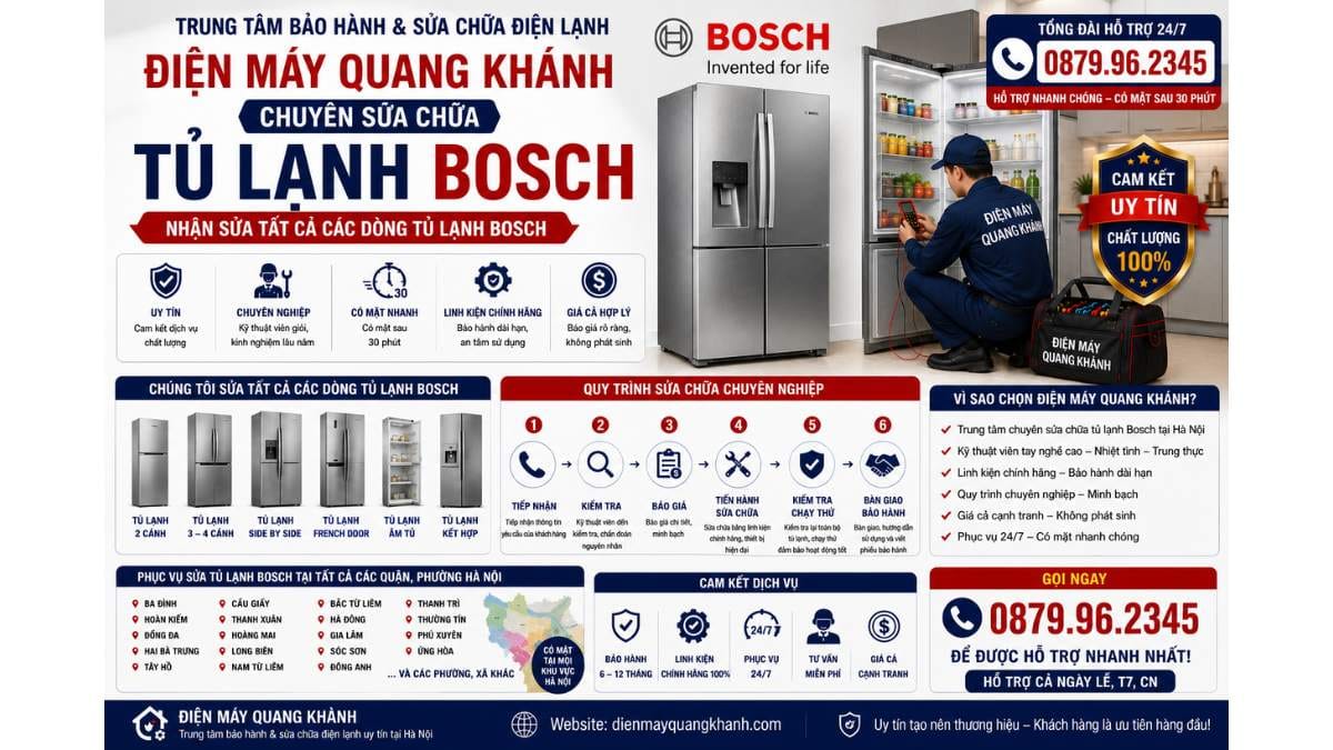 Điện máy quang khánh nhận sửa tất cả các dòng tủ lạnh bosch Uy Tín Chuyên Lh 0879.96.2345 https://dienmayquangkhanh.com