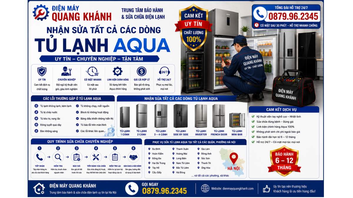 Nhận sửa tất cả các dòng tủ lạnh aqua Uy Tín Chuyên Lh 0879.96.2345 https://dienmayquangkhanh.com