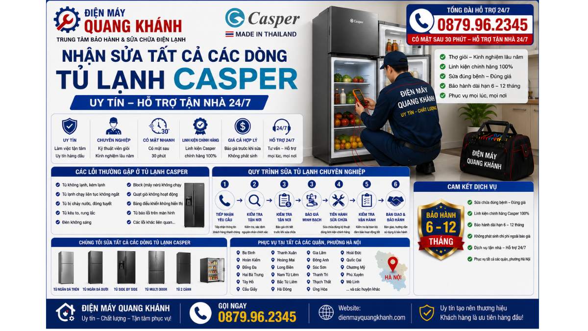 Nhận sửa tất cả các dòng tủ lạnh casper https://dienmayquangkhanh.com 0879.96.2345 Uy Tín – Hỗ Trợ Tận Nhà 24/7