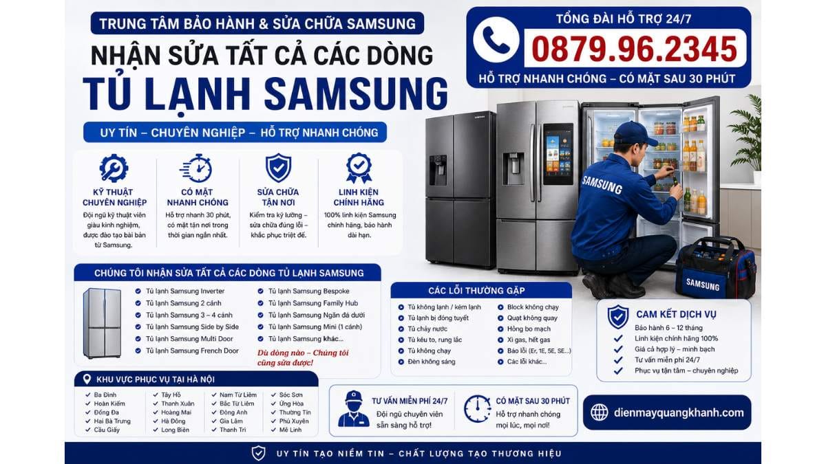 Nhận sửa tất cả các dòng tủ lạnh samsung Uy Tín Chuyên Lh 0879.96.2345 https://dienmayquangkhanh.com