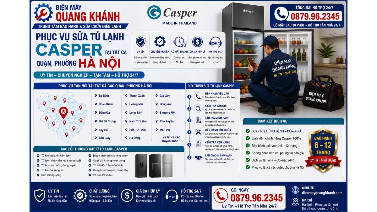 Phục vụ sửa tủ lạnh casper tại tất cả các quận, phường hà nội https://dienmayquangkhanh.com 0879.96.2345 Uy Tín – Hỗ Trợ Tận Nhà 24/7