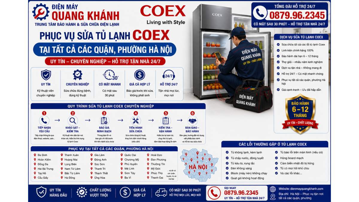 Phục vụ sửa tủ lạnh coex tại tất cả các quận, phường hà nội https://dienmayquangkhanh.com 0879.96.2345 Uy Tín – Hỗ Trợ Tận Nhà 24/7
