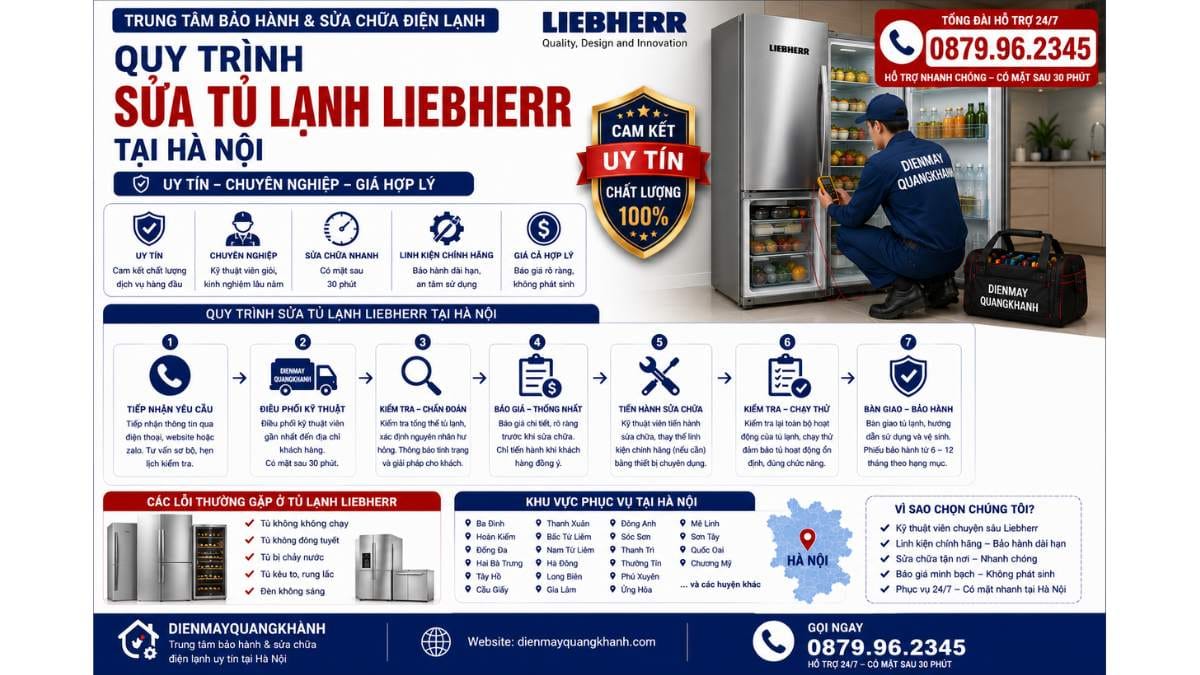 Quy trình sửa tủ lạnh liebherr tại hà nội Uy Tín Chuyên Lh 0879.96.2345 https://dienmayquangkhanh.com