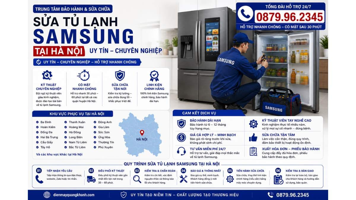 Quy trình sửa tủ lạnh samsung tại hà nội Uy Tín Chuyên Lh 0879.96.2345 https://dienmayquangkhanh.com