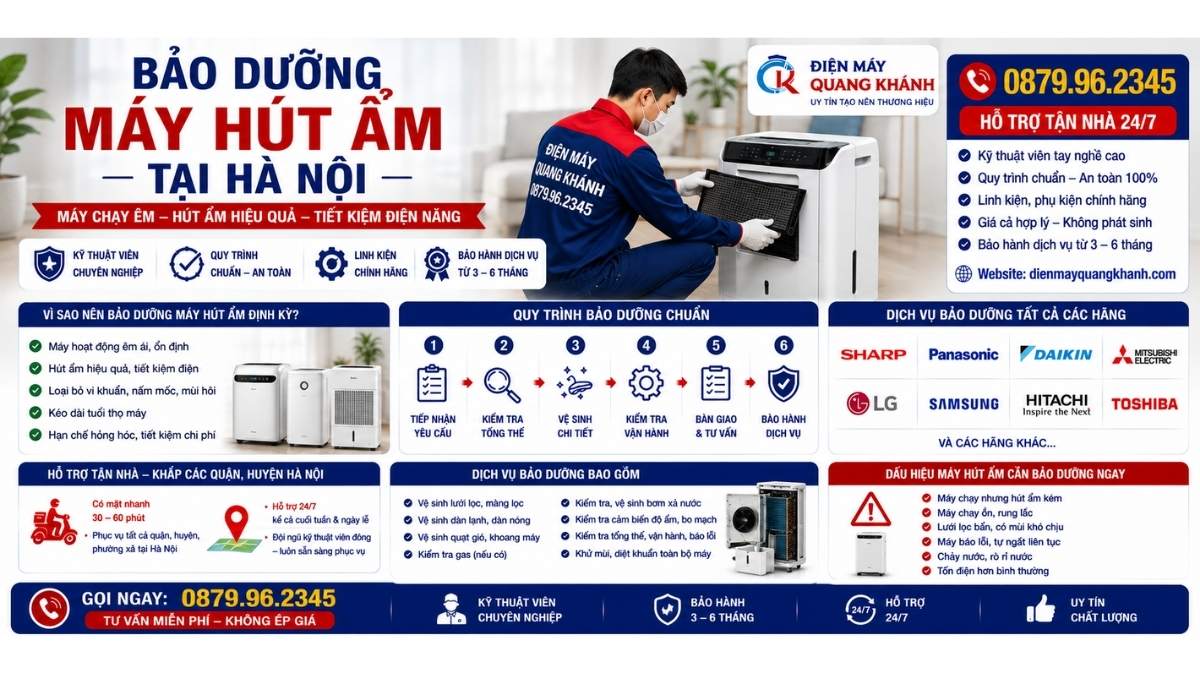 Bảo Dưỡng Máy Hút Ẩm Tại Hà Nội https://dienmayquangkhanh.com 0879.96.2345 Uy Tín
