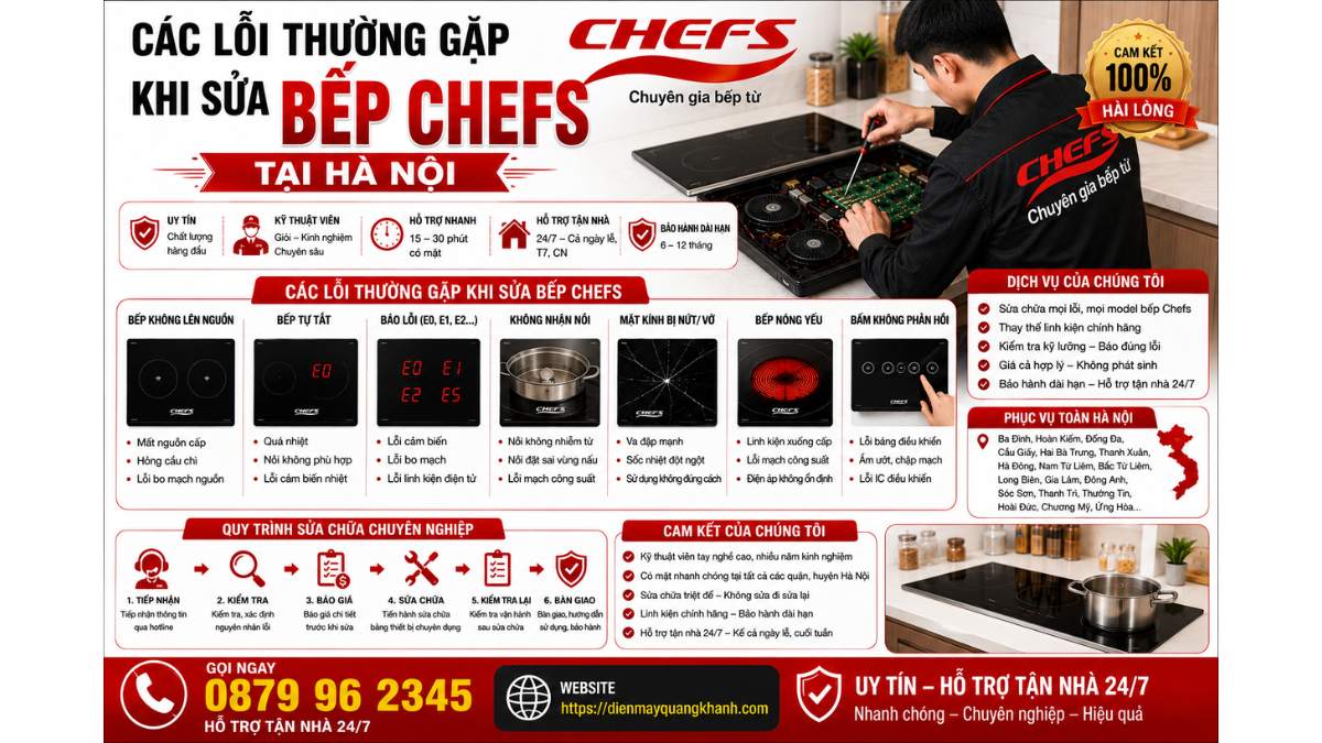 Các Lỗi Thường Gặp Khi Sửa Bếp Chefs Tại Hà Nội https://dienmayquangkhanh.com 0879 96 2345 Uy Tín – Hỗ Trợ Tận Nhà 24/7
