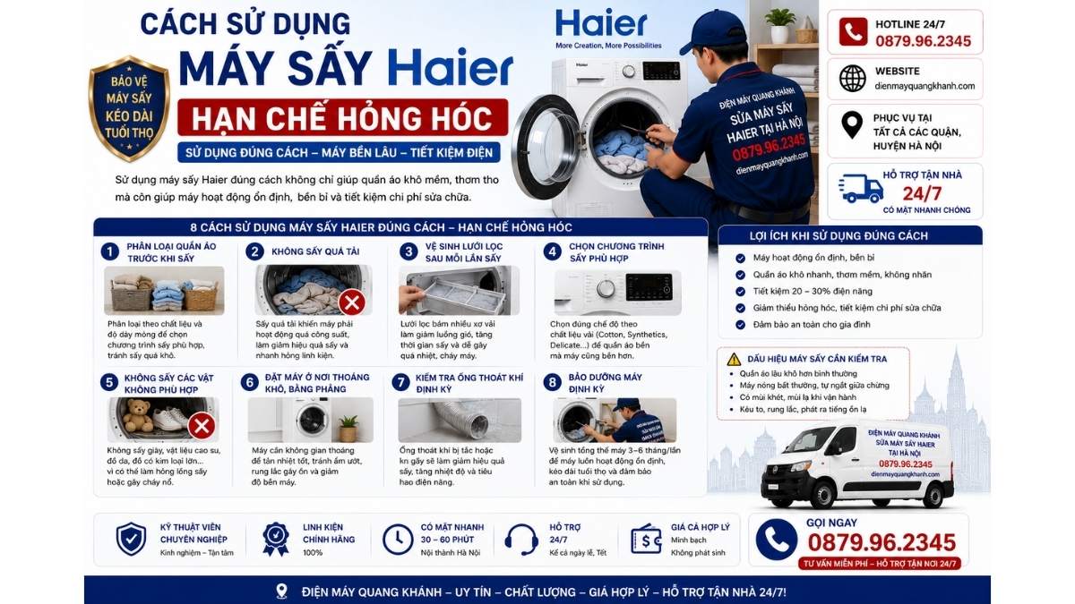 Cách Sử Dụng Máy Sấy Haier Hạn Chế Hỏng Hóc https://dienmayquangkhanh.com 0879.96.2345 Uy Tín – Hỗ Trợ Tận Nhà 24/7