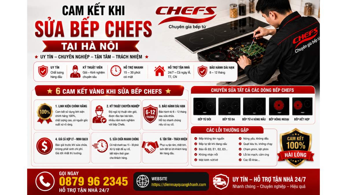 Cam Kết Khi Sửa Bếp Chefs Tại Hà Nội https://dienmayquangkhanh.com 0879 96 2345 Uy Tín – Hỗ Trợ Tận Nhà 24/7