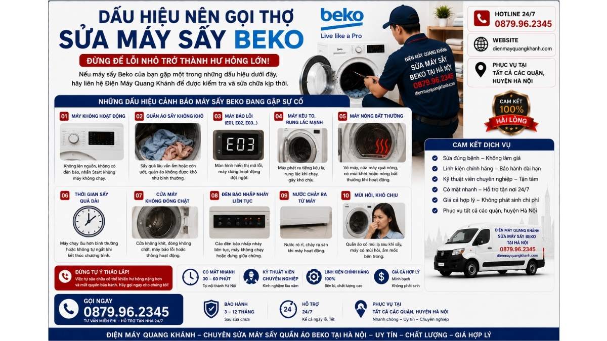 Dấu Hiệu Nên Gọi Thợ Sửa Máy Sấy Beko https://dienmayquangkhanh.com 0879.96.2345 Uy Tín – Hỗ Trợ Tận Nhà 24/7