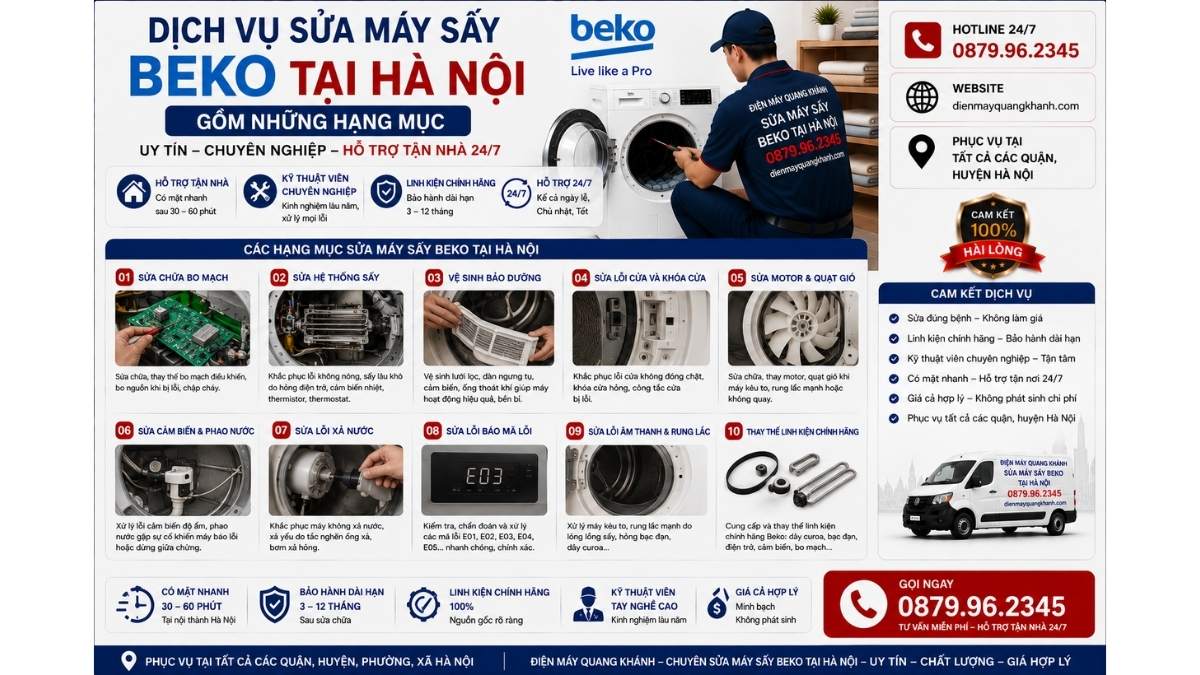Dịch Vụ Sửa Máy Sấy Beko Tại Hà Nội Gồm Những Hạng Mục https://dienmayquangkhanh.com 0879.96.2345 Uy Tín – Hỗ Trợ Tận Nhà 24/7