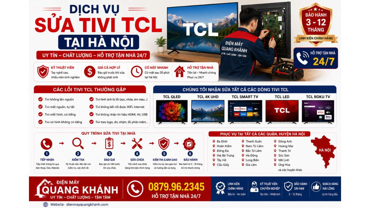 Dịch Vụ Sửa Tivi TCL Tại Hà Nội https://dienmayquangkhanh.com 0879.96.2345 Uy Tín – Hỗ Trợ Tận Nhà 24/7