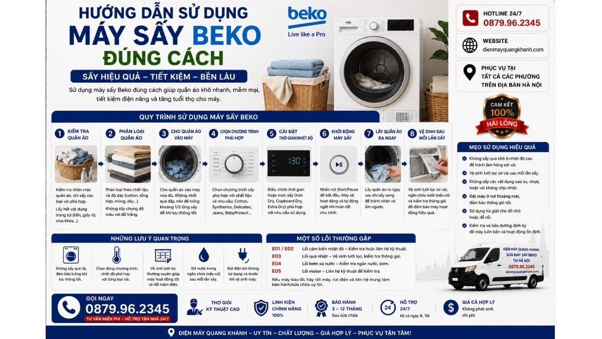Hướng Dẫn Sử Dụng Máy Sấy Beko Đúng Cách https://dienmayquangkhanh.com 0879.96.2345 Uy Tín – Hỗ Trợ Tận Nhà 24/7