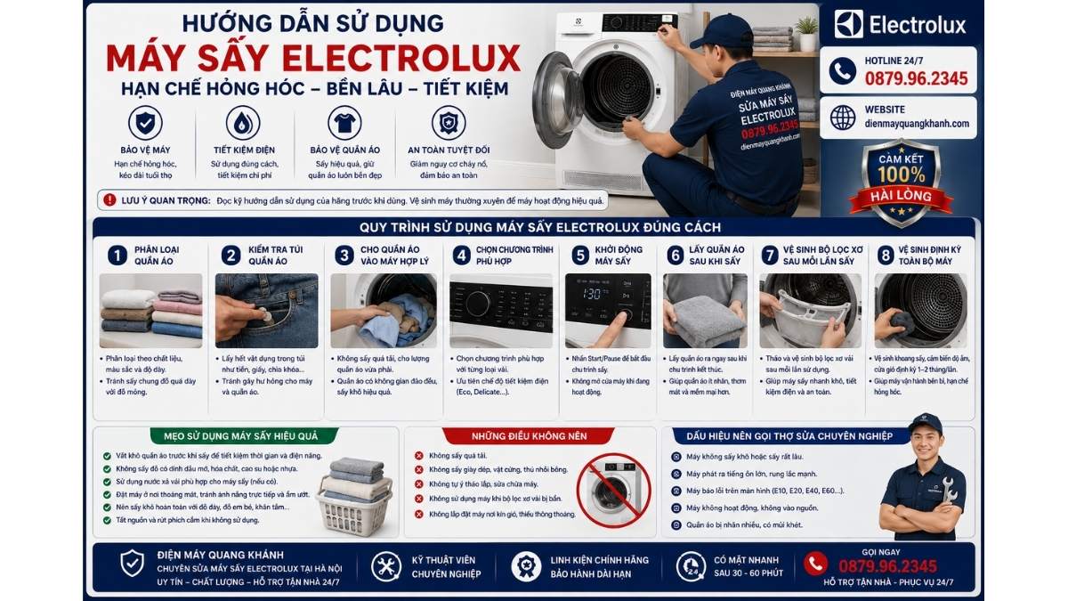 Hướng Dẫn Sử Dụng Máy Sấy Electrolux Hạn Chế Hỏng Hóc https://dienmayquangkhanh.com 0879.96.2345 Uy Tín – Hỗ Trợ Tận Nhà 24/7