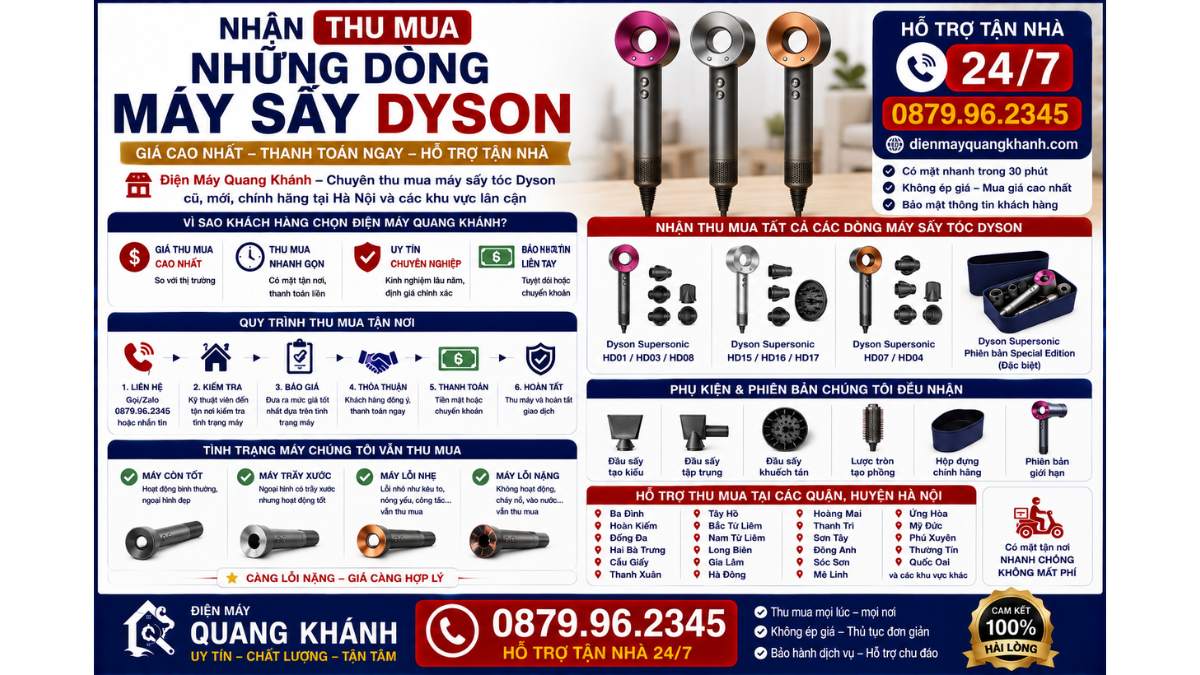 Nhận Thu Mua Những Dòng Máy Sấy Dyson https://dienmayquangkhanh.com 0879.96.2345 Uy Tín – Hỗ Trợ Tận Nhà 24/7