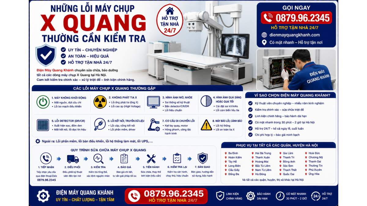 Những Lỗi Máy Chụp X Quang Thường Cần Kiểm Tra https://dienmayquangkhanh.com 0879.96.2345 Uy Tín – Hỗ Trợ Tận Nhà 24/7