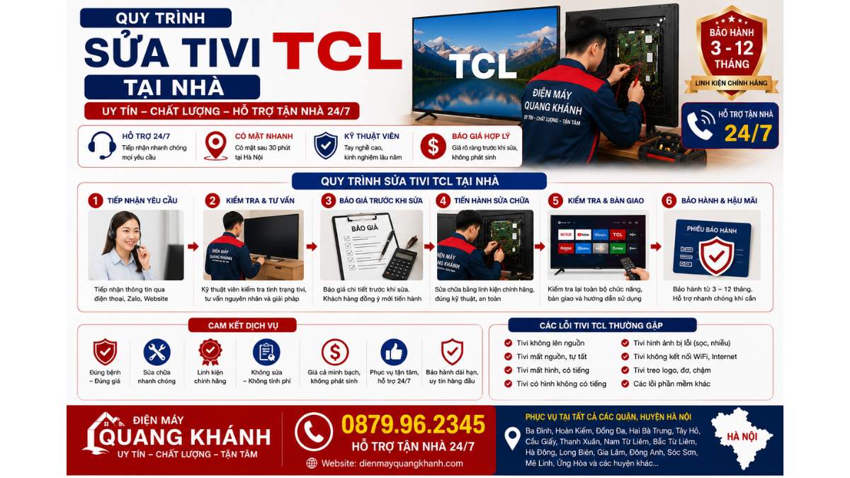 Quy Trình Sửa Tivi TCL Tại Nhà https://dienmayquangkhanh.com 0879.96.2345 Uy Tín – Hỗ Trợ Tận Nhà 24/7