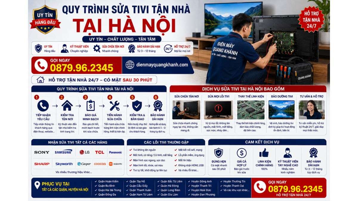 Quy Trình Sửa Tivi Tận Nhà Tại Hà Nội Dịch Vụ Sửa Tivi Tại Hà Nội Bao Gồm https://dienmayquangkhanh.com 0879.96.2345 Uy Tín – Hỗ Trợ Tận Nhà 24/7