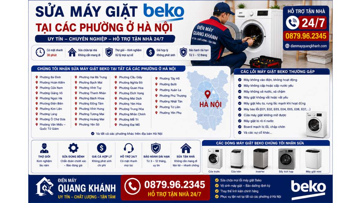 Sửa Máy Giặt Beko Tại Các Phường Ở Hà Nội https://dienmayquangkhanh.com 0879.96.2345 Uy Tín – Hỗ Trợ Tận Nhà 24/7
