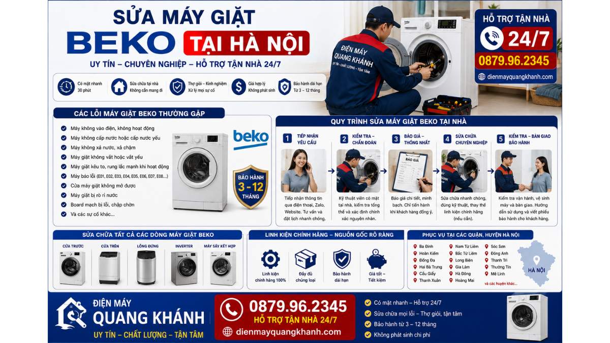 Sửa Máy Giặt Beko Tại Hà Nội https://dienmayquangkhanh.com 0879.96.2345 Uy Tín – Hỗ Trợ Tận Nhà 24/7