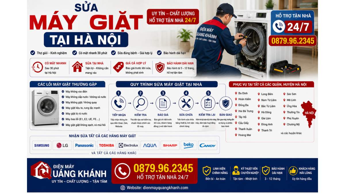 Sửa Máy Giặt Tại Hà Nội https://dienmayquangkhanh.com 0879.96.2345 Uy Tín – Hỗ Trợ Tận Nhà 24/7