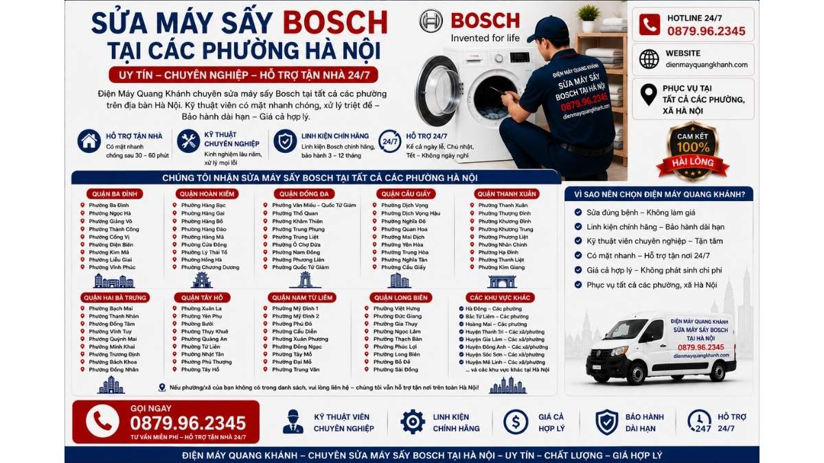 Sửa Máy Sấy Bosch Tại Các Phường Hà Nội https://dienmayquangkhanh.com 0879.96.2345 Uy Tín – Hỗ Trợ Tận Nhà 24/7