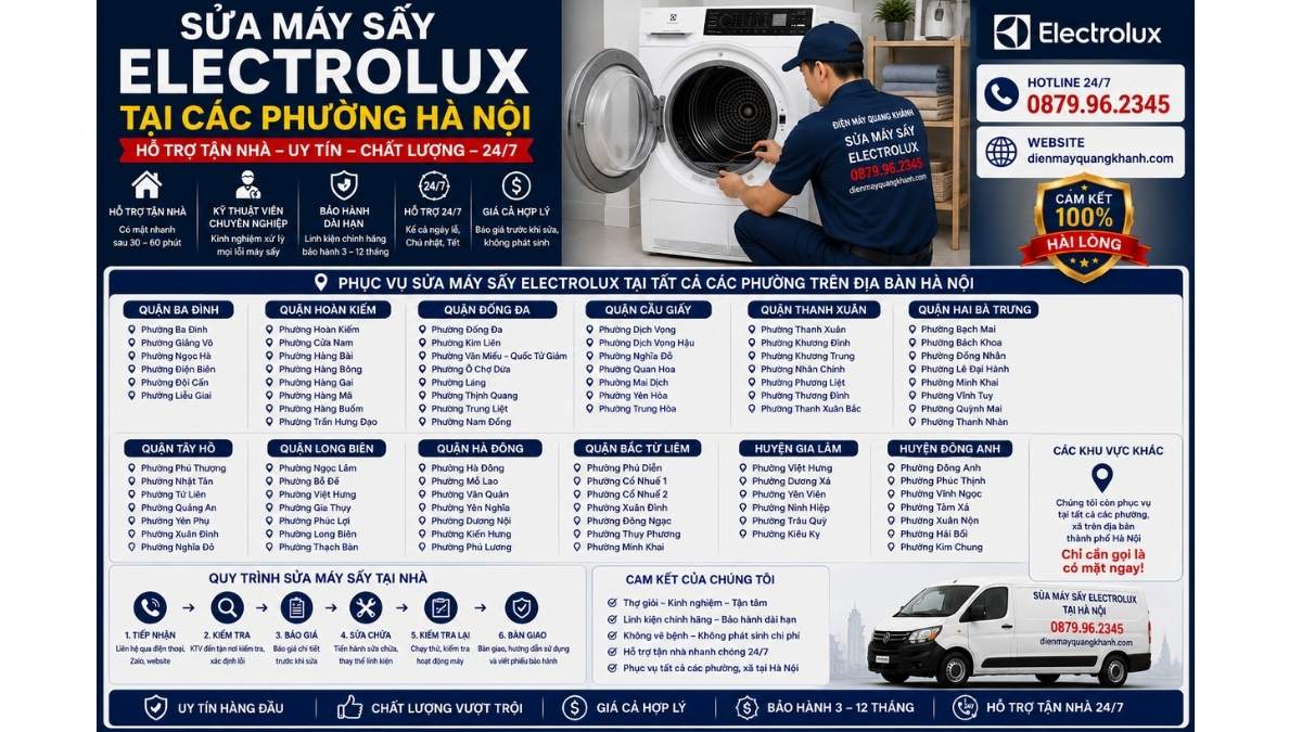 Sửa Máy Sấy Electrolux Tại Các Phường Hà Nội https://dienmayquangkhanh.com 0879.96.2345 Uy Tín – Hỗ Trợ Tận Nhà 24/7